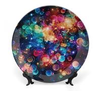 Rkklvbns Piatti decorativi colorati con stelle arcobaleno da 15,2 cm, piatti piani in ceramica Bone China Piatto decorativo con espositore Piatti da dessert per casa ufficio decorazione da parete