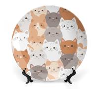 Rkklvbns Piatti decorativi con gatti arancioni da 15,2 cm, piatti piani in ceramica Bone China Piatto decorativo con espositore Piatti da dessert per casa ufficio decorazione da parete