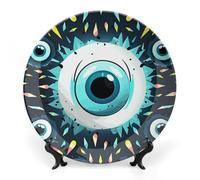Rkklvbns Piatti decorativi con occhi malvagi, 25,4 cm, piatti piani in ceramica Bone China Piatto decorativo con espositore Piatti da dessert per casa ufficio decorazione da parete