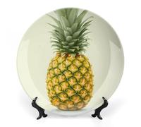 Rkklvbns Piatto decorativo in porcellana con ananas fresco, piatto decorativo in porcellana con espositore da parete, decorazione per la casa per ufficio hotel da 25,4 cm