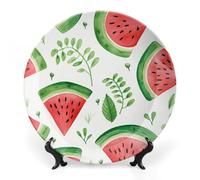 Rkklvbns Piatto decorativo in porcellana con motivo anguria, piatto decorativo in porcellana con espositore da parete, decorazione per la casa per ufficio hotel da 25,4 cm