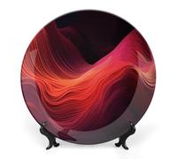 Rkklvbns Piatto decorativo in porcellana rossa sfumata con espositore da parete, decorazione per la casa, ufficio, hotel, 25,4 cm