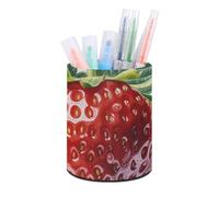 Rkklvbns Portapenne rotondo con due fragole portapenne da scrivania elegante da ufficio decorazione per pennelli da trucco scatola portaoggetti multifunzionale per ufficio forniture artistiche per la