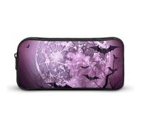 Rkklvbns Purple Moon - Astuccio portamatite portatile, con cerniera, organizer per cancelleria, semplice da riporre, per ufficio, università, uso adulto