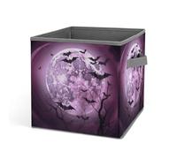 Rkklvbns Purple Moon, cestino portaoggetti pieghevole con manici, grande organizer per vestiti in tessuto, per organizzare libri, coperte, giocattoli
