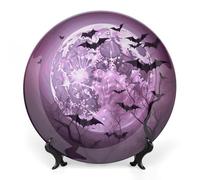 Rkklvbns Purple Moon Piatti decorativi da 15,2 cm in ceramica Bone China Piatto decorativo con espositore Piatti da dessert per casa ufficio decorazione da parete