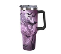 Rkklvbns Purple Moon - Tazza da caffè da viaggio, 1,18 l, con manico e coperchio con cannuccia, a prova di perdite, grande capacità, mantiene freddo o caldo per palestra, viaggi e sport