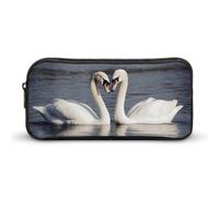 Rkklvbns Romantico Cigno Bianco Grande Astuccio Portamatite Portatile con Cerniera Cancelleria Organizer Semplice Stoccaggio Estetica Cancelleria per Ufficio College Uso Adulto