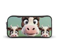 Rkklvbns Simpatica mucca grande astuccio portamatite portatile con cerniera cancelleria organizzatore semplice archiviazione estetica cancelleria per ufficio college uso adulto