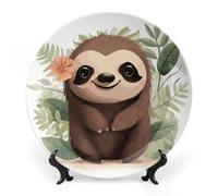 Rkklvbns Simpatici piatti decorativi a forma di bradipo in stile cartone animato, piatti piani in ceramica Bone China Piatto decorativo con espositore Piatti da dessert per casa e ufficio decorazione