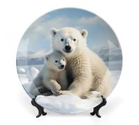 Rkklvbns Simpatici piatti decorativi a forma di orso polare da 17,8 cm, in ceramica Bone China, piatto decorativo con espositore da dessert, per casa e ufficio, decorazione da parete