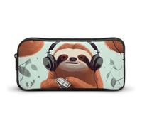 Rkklvbns Simpatico astuccio con bradipo divertente e carino, grande astuccio portatile con cerniera, organizer per cancelleria, semplice archiviazione, cancelleria estetica per ufficio, università