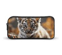 Rkklvbns Simpatico astuccio grande con tigre portamatite portatile con cerniera organizer per cancelleria semplice archiviazione cancelleria estetica per ufficio college uso adulto