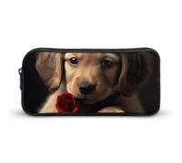 Rkklvbns Simpatico astuccio per matite con cane da compagnia, grande, portatile, con cerniera, organizer per cancelleria, semplice archiviazione, cancelleria estetica per ufficio, università, uso