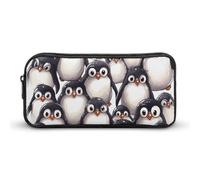 Rkklvbns Simpatico astuccio portatile con pinguini per bambini, con cerniera, organizer per cancelleria, semplice da riporre, per ufficio, università, uso adulto