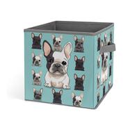 Rkklvbns Simpatico cestino portaoggetti con bulldog francese, cestino portaoggetti pieghevole con manici, grande organizer per vestiti in tessuto per organizzare libri, coperte, giocattoli