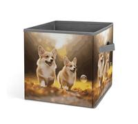 Rkklvbns Simpatico cestino portaoggetti per cani Corgi, cestino portaoggetti pieghevole con manici, grande contenitore per vestiti in tessuto per organizzare libri, coperte, giocattoli