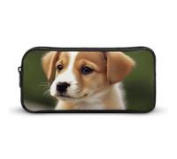 Rkklvbns Simpatico cucciolo di cane grande astuccio portamatite portatile con cerniera cancelleria organizzatore semplice archiviazione estetica cancelleria per ufficio college uso adulto