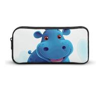 Rkklvbns Simpatico ippopotamo grande astuccio portatile con cerniera organizer per cancelleria semplice archiviazione cancelleria estetica per ufficio college uso adulto