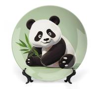 Rkklvbns Simpatico panda piatti decorativi da 15,2 cm in ceramica Bone China Piatto decorativo con espositore Piatti da dessert per casa ufficio decorazione da parete