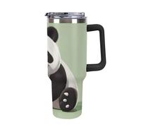 Rkklvbns Simpatico panda tazza da caffè da viaggio, bicchiere da 1,18 l, con manico e coperchio con cannuccia, tazza da auto di grande capacità, a prova di perdite, mantiene freddo o caldo per