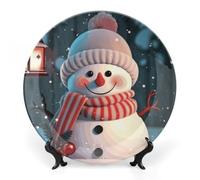Rkklvbns Simpatico pupazzo di neve piatti decorativi da 15,2 cm in ceramica Bone China Piatto decorativo con espositore Piatti da dessert per casa ufficio decorazione da parete