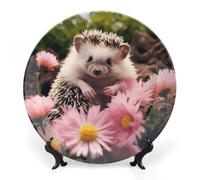 Rkklvbns Simpatico riccio in fiori piatti decorativi da 25,4 cm in ceramica Bone China Piatto decorativo con espositore Piatti da dessert per casa ufficio decorazione da parete