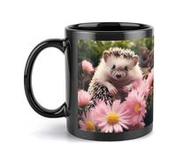 Rkklvbns Simpatico riccio in fiori, tazza da caffè grande con manico, tazza in ceramica da 325 ml, regalo per donne, mamma, amici, regalo di compleanno per colleghi