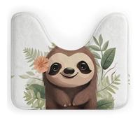 Rkklvbns Simpatico tappeto da bagno a forma di U con bradipo in stile cartone animato, antiscivolo, morbido e assorbente, 50,8 x 40,6 cm, sottile tappeto da bagno per lavandino, vasca, doccia e WC