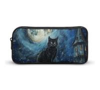Rkklvbns Sitting A Black Cat - Astuccio portamatite portatile con cerniera, organizer per cancelleria, semplice da riporre, per ufficio, università, uso adulto