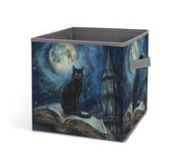 Rkklvbns Sitting A Black Cat, cestino portaoggetti pieghevole con manici, grande organizer per vestiti in tessuto, per organizzare libri, coperte, giocattoli