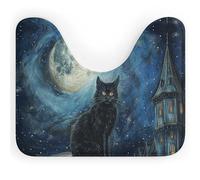 Rkklvbns Sitting A Black Cat Tappeto da bagno antiscivolo a forma di U tappetino da bagno morbido assorbente 50,8 x 40,6 cm sottile tappeto da bagno per lavandino, vasca, doccia e WC