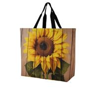 Rkklvbns Sunflower with Wood Women Tote Bag Shoulder Grocerie Bags Portable Storage Handbag Lightweight Durable for Work Travel Casual Bag