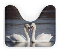 Rkklvbns Tappeto da bagno a forma di cigno bianco romantico antiscivolo a forma di U tappetino da bagno morbido assorbente 50,8 x 40,6 cm sottile tappeto da bagno per lavandino, vasca, doccia e WC