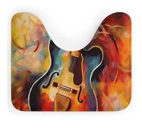 Rkklvbns Tappeto da bagno a forma di U con chitarra ad acquerello astratto, antiscivolo, morbido e assorbente, 50,8 x 40,6 cm, sottile tappeto da bagno per lavandino, vasca, doccia e WC