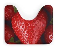 Rkklvbns Tappeto da bagno a forma di U con fragole rosse, antiscivolo, morbido e assorbente, 50,8 x 40,6 cm, sottile tappeto da bagno per lavandino, vasca, doccia e WC
