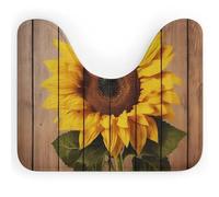 Rkklvbns Tappeto da bagno a forma di U con girasole in legno, antiscivolo, morbido e assorbente, 50,8 x 40,6 cm, sottile, per lavello, vasca, doccia e WC