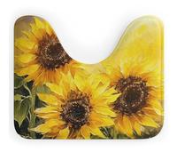 Rkklvbns Tappeto da bagno a forma di U con girasoli gialli, antiscivolo, morbido e assorbente, 50,8 x 40,6 cm, sottile, per lavandino, vasca, doccia e WC