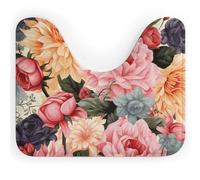 Rkklvbns Tappeto da bagno a forma di U con motivo floreale, antiscivolo, morbido e assorbente, 50,8 x 40,6 cm, sottile tappeto da bagno per lavandino, vasca, doccia e WC