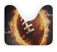 Rkklvbns Tappeto da bagno a forma di U con motivo football americano fiammeggiante, antiscivolo, morbido e assorbente, 50,8 x 40,6 cm, sottile tappeto da bagno per lavandino, vasca, doccia e WC