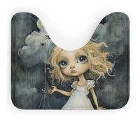 Rkklvbns Tappeto da bagno a forma di U con ragazza bionda con occhi grandi, antiscivolo, morbido e assorbente, 50,8 x 40,6 cm, sottile tappeto da bagno per lavandino, vasca, doccia e WC