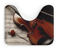 Rkklvbns Tappeto da bagno a forma di U con spartiti per violino tappetino da bagno morbido assorbente 50,8 x 40,6 cm sottile tappeto da bagno per lavandino, vasca, doccia e WC