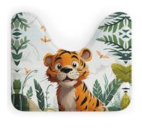 Rkklvbns Tappeto da bagno a forma di U con tigre dei cartoni animati, antiscivolo, morbido e assorbente, 50,8 x 40,6 cm, sottile tappeto da bagno per lavandino, vasca, doccia e WC