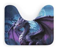 Rkklvbns Tappeto da bagno antiscivolo a forma di U con drago viola e luna, morbido e assorbente, 50,8 x 40,6 cm, sottile tappeto da bagno per lavandino, vasca, doccia e WC