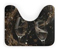 Rkklvbns Tappeto da bagno antiscivolo a forma di U con due bicchieri di champagne, morbido e assorbente, 50,8 x 40,6 cm, sottile tappeto da bagno per lavandino, vasca, doccia e WC