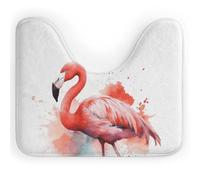 Rkklvbns Tappeto da bagno antiscivolo a forma di U con fenicottero ad acquerello, morbido e assorbente, 50,8 x 40,6 cm, sottile tappeto da bagno per lavandino, vasca, doccia e WC