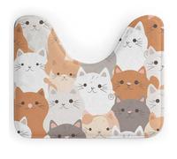 Rkklvbns Tappeto da bagno antiscivolo a forma di U con gatti arancioni, morbido e assorbente, 50,8 x 40,6 cm, sottile tappeto da bagno per lavandino, vasca, doccia e WC