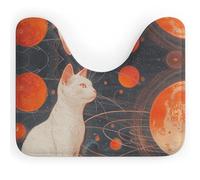 Rkklvbns Tappeto da bagno antiscivolo a forma di U con gatti e pianeti, morbido e assorbente, 50,8 x 40,6 cm, sottile tappeto da bagno per lavandino, vasca, doccia e WC