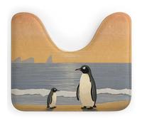 Rkklvbns Tappeto da bagno antiscivolo a forma di U con immagini di due pinguini, morbido e assorbente, 50,8 x 40,6 cm, sottile tappeto da bagno per lavandino, vasca, doccia e WC