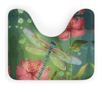 Rkklvbns Tappeto da bagno antiscivolo a forma di U con libellule e fiori, morbido e assorbente, 50,8 x 40,6 cm, sottile tappeto da bagno per lavandino, vasca, doccia e WC